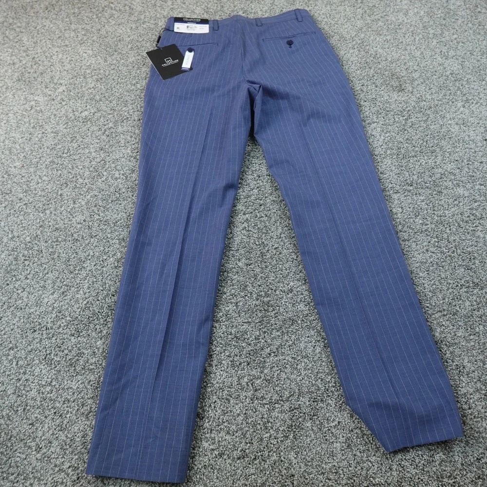 NEW Michael Strahan Pants Mens 30X32 Blue Pinstripe Wool Dress Chino Trouser